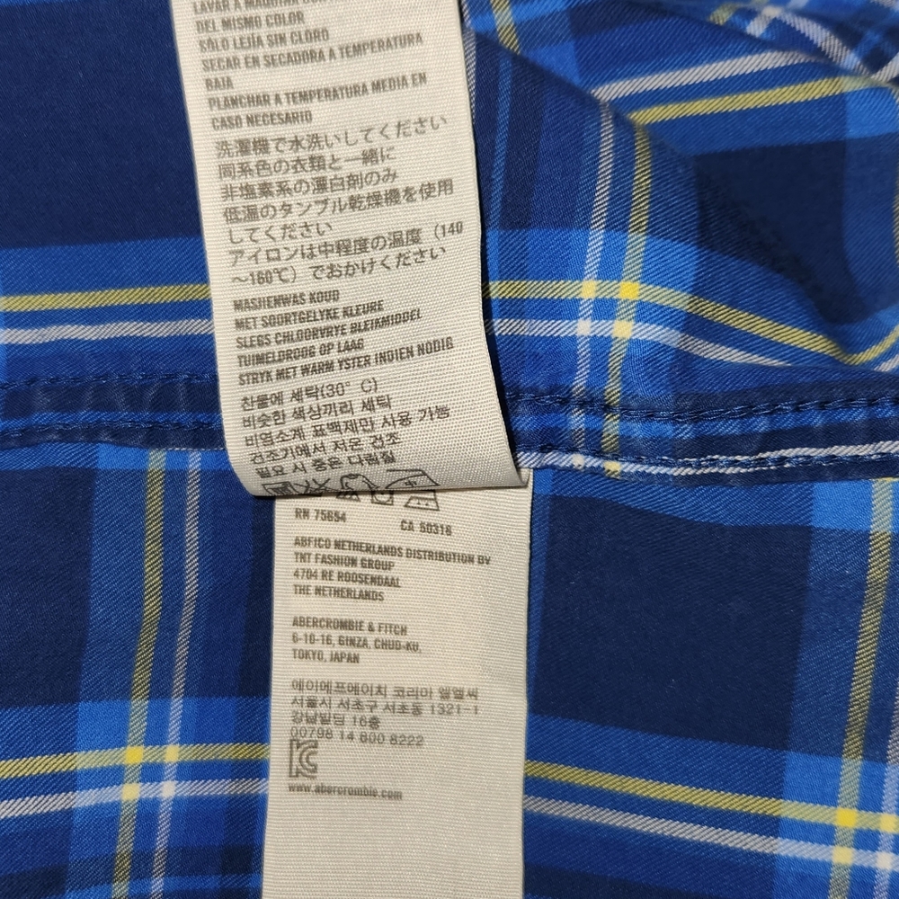 Abercrombie & Fitch Blue Plaid Casual Long Sleeve Button Down Shirt Size Large - Picture 10 of 10